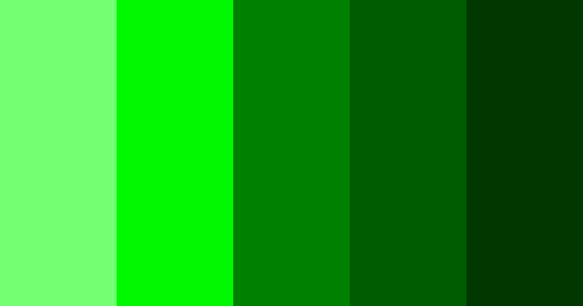 Tabela com cinco tons de verde, do mais claro ao mais escuro