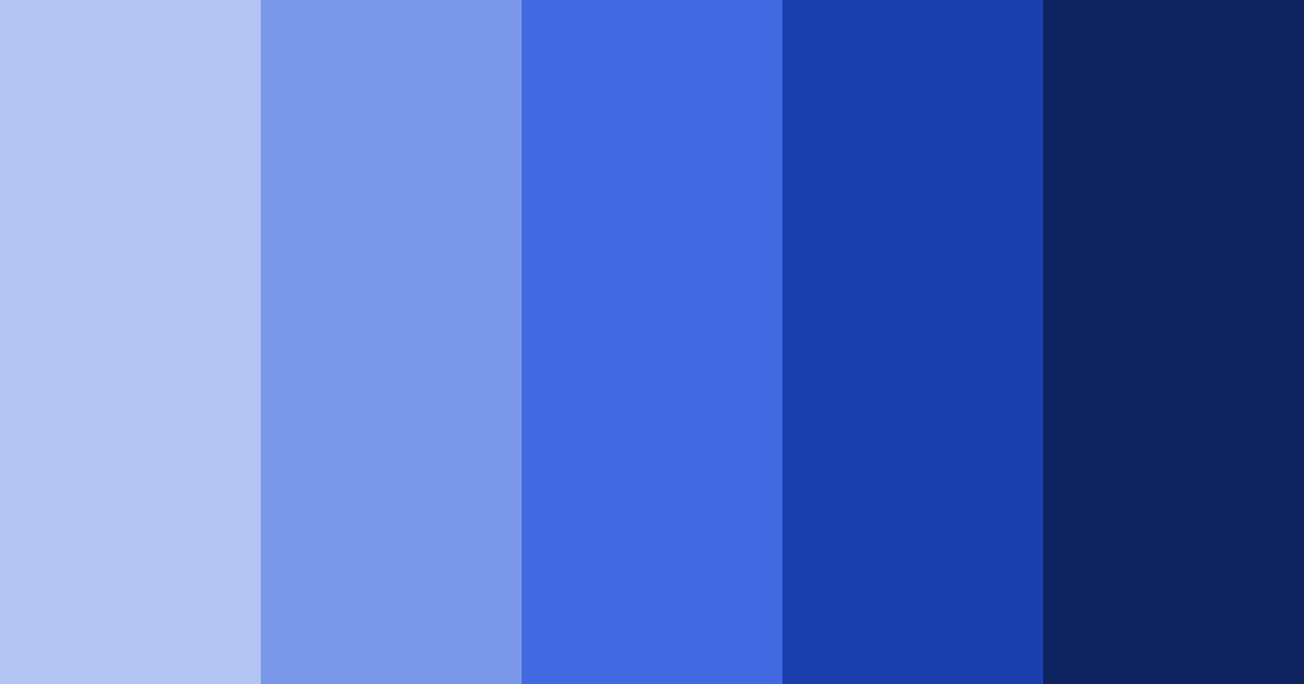 Tabela com cinco tons de real azul, do mais claro ao mais escuro