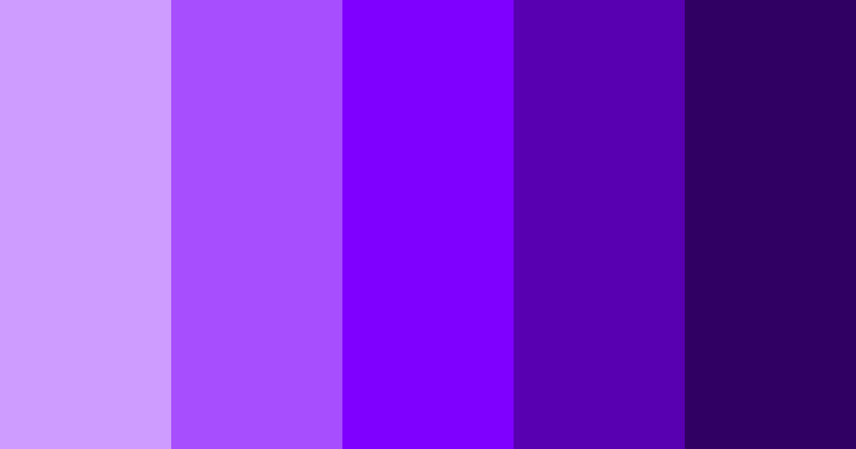 Tabela com cinco tons de violeta, do mais claro ao mais escuro