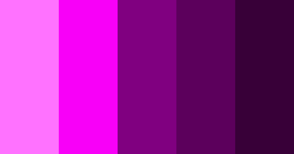 Tabela com cinco tons de roxo, do mais claro ao mais escuro