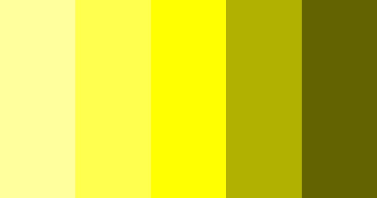 Tabela com cinco tons de amarelo, do mais claro ao mais escuro