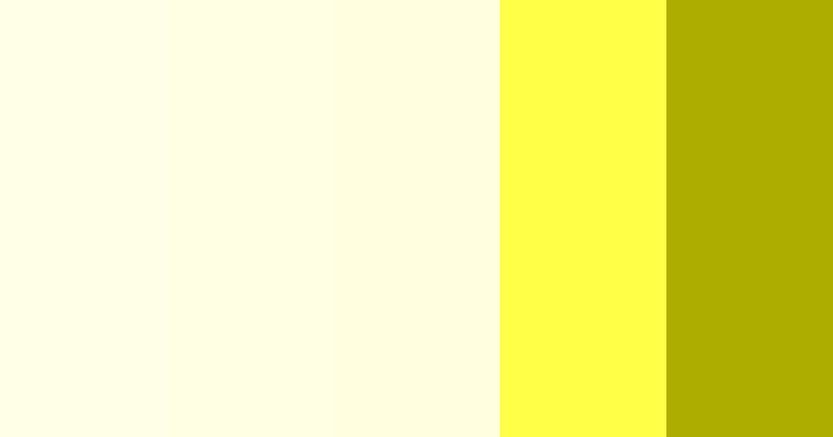 Tabela com cinco tons de claro amarelo, do mais claro ao mais escuro