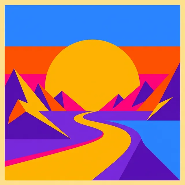 Poster: Retro sun over the mountains